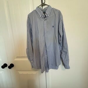 Ralph Lauren Men's Light Blue Checkered Shirt